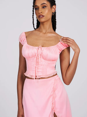 Scarlett Salmon Pink Satin Bustier Crop Top