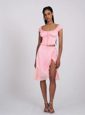 Scarlett Salmon Pink Satin Bustier Crop Top