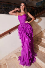 Orchid Strapless Evening Gown