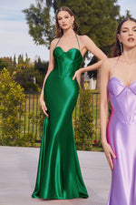 Emerald Satin Evening Gown