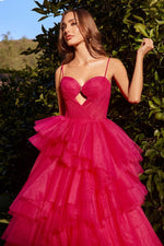 Azalea Pink Ruffled Tulle Ball Gown