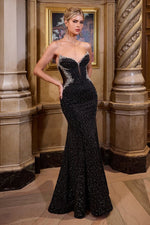 Black Crystal Evening Gown
