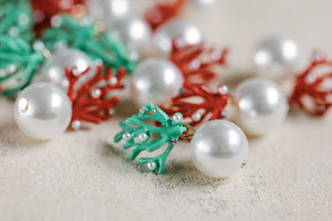 St Armands Designs of Sarasota - Pearl and Turquoise Coral Mini Statement Earrings
