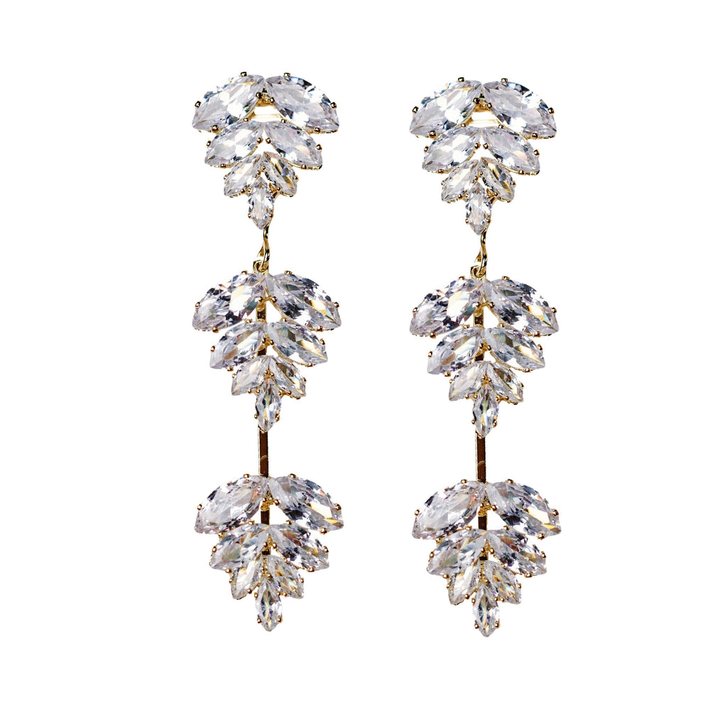 St Armands Designs of Sarasota - Gold Palm Diamond Drop Earrings