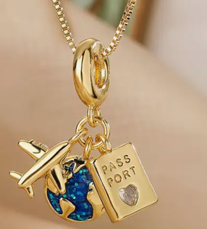 HoopLa Style - Charm Necklace - Travel Talisman Stainless Steel Necklace: Suitcase
