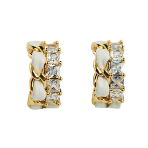 St Armands Designs of Sarasota - Vintage Chain Wrapped Leather Statement Hoop Earrings