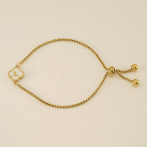 Initial Letter Four Leaf Clover Bracelet