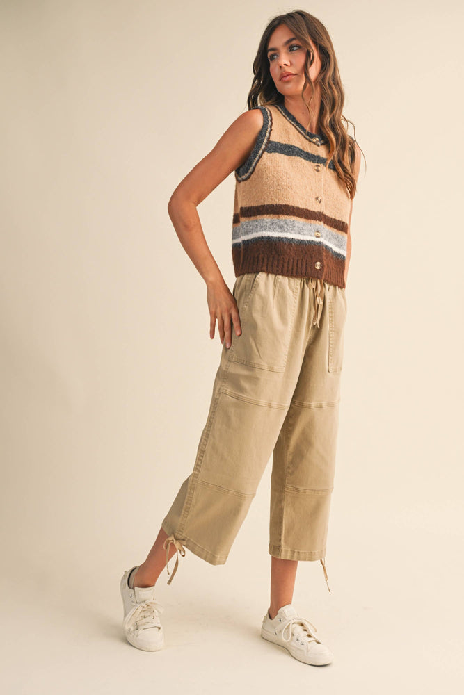 Striped Button Up Vest