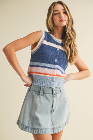 Striped Button Up Vest