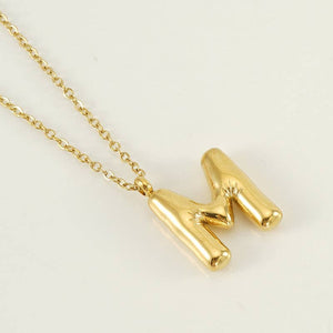 Bubble Shape Initial Pendant Necklace