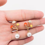 Pearl Mushroom Ear Stud Earrings