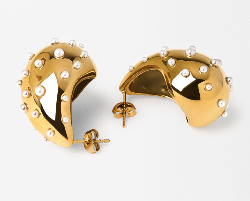 HoopLa - Icon Tear Drop-Stainless Steel and CZ: Yellow Gold