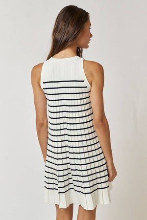 Stripe Pleated Mini Dress