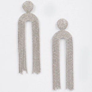 Gold Symmetric Rhinestone Drop Earrings
