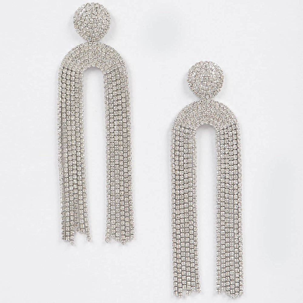 Black Symmetric Rhinestone Drop Earrings