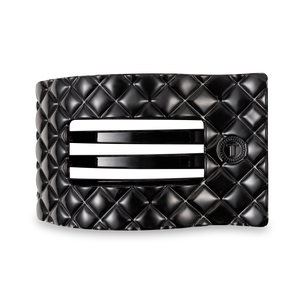 TELETIES - Flat Rectangle Hair Clip | Large | Jet Black Quilted