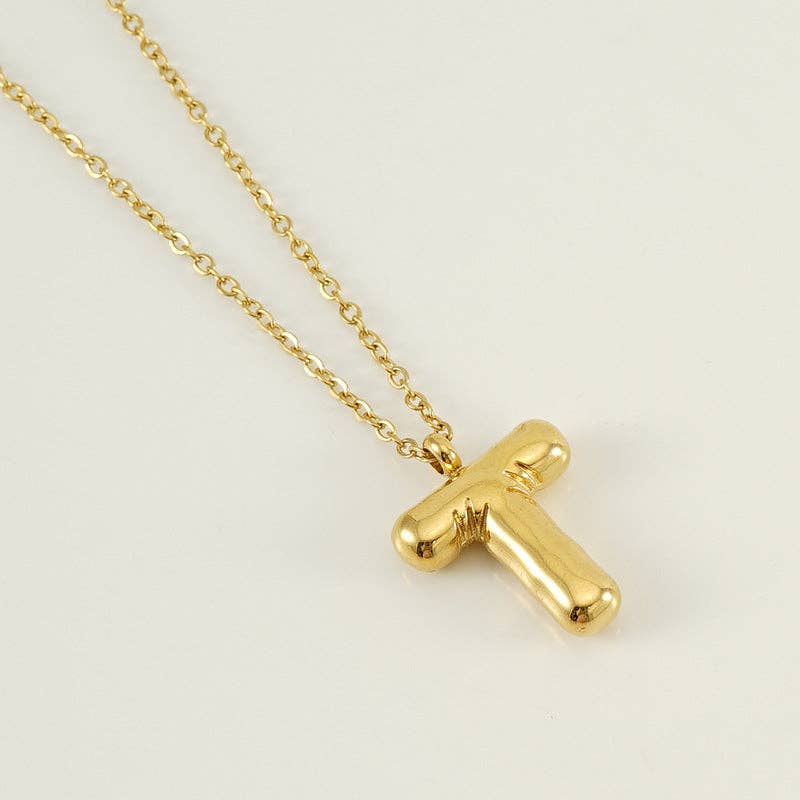 Bubble Shape Initial Pendant Necklace