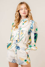 Abstract Button Down Blouse