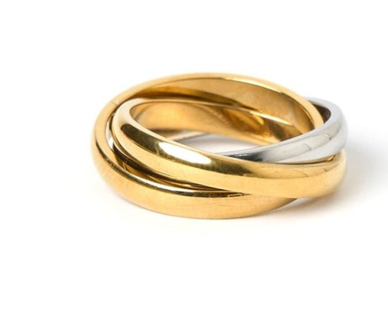 HoopLa Style - Triple Band Ring- 3 band Steel Ring 14K: 8
