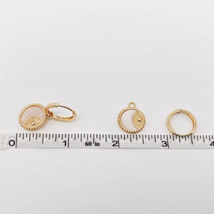Shell Moon Sun Charm Huggie Earrings
