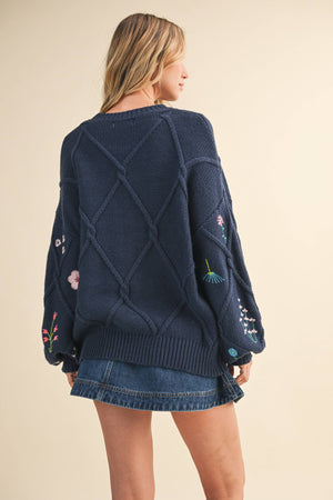Wildflower Navy Sweater