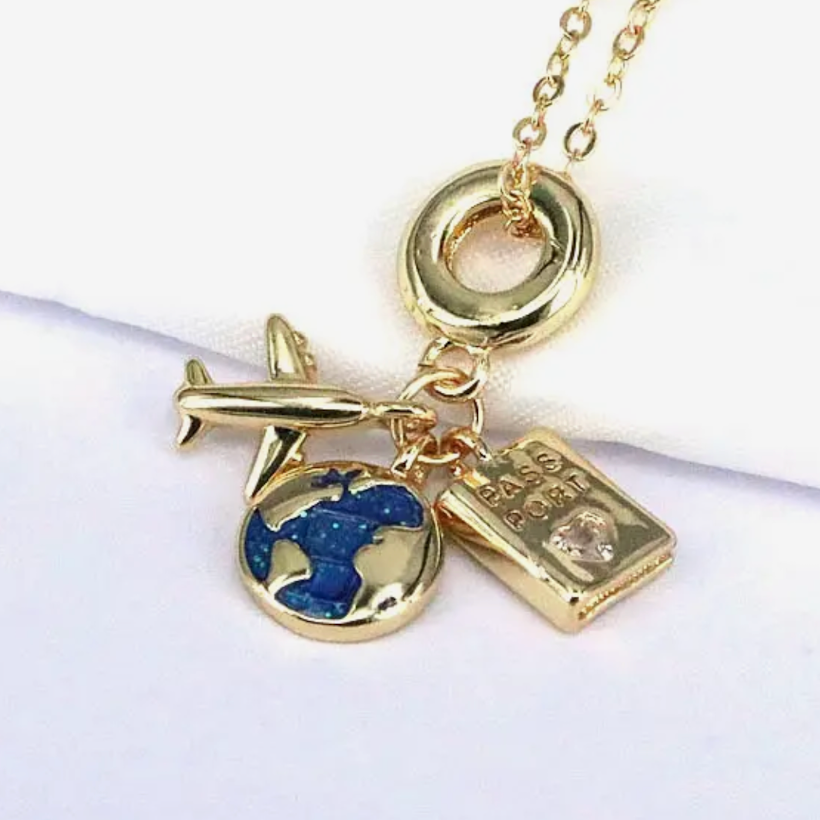 HoopLa Style - Charm Necklace - Travel Talisman Stainless Steel Necklace: Suitcase