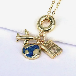 HoopLa Style - Charm Necklace - Travel Talisman Stainless Steel Necklace: Suitcase