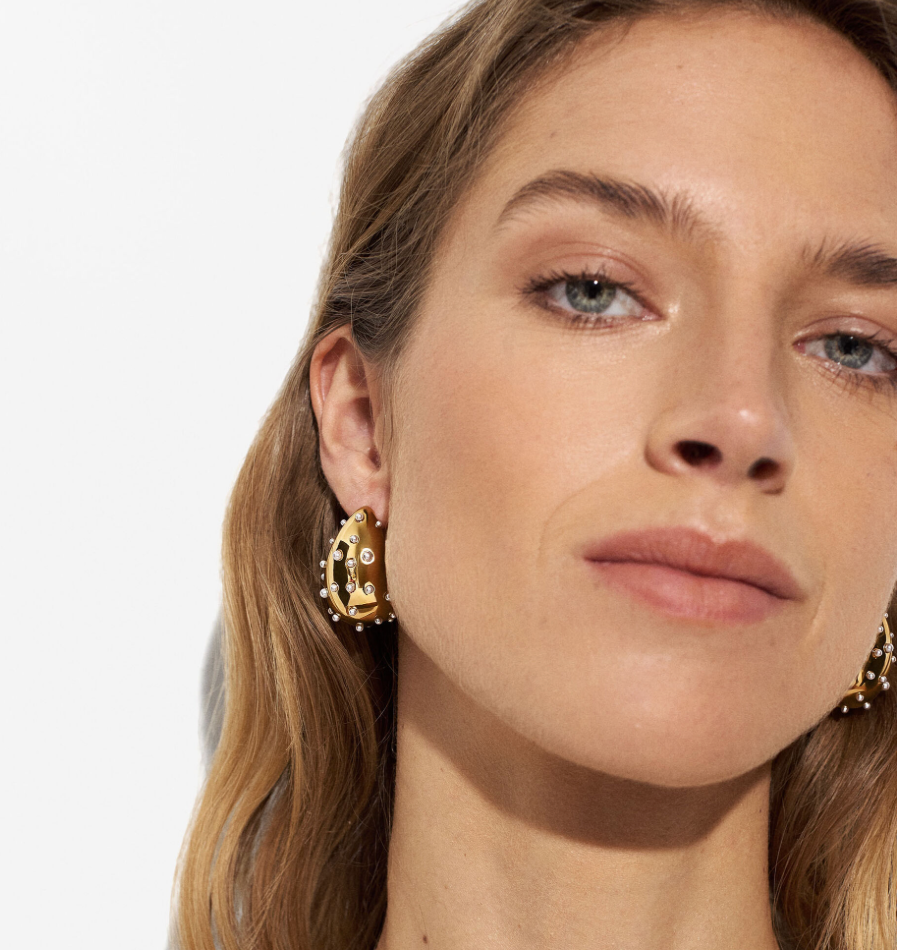 HoopLa - Icon Tear Drop-Stainless Steel and CZ: Yellow Gold