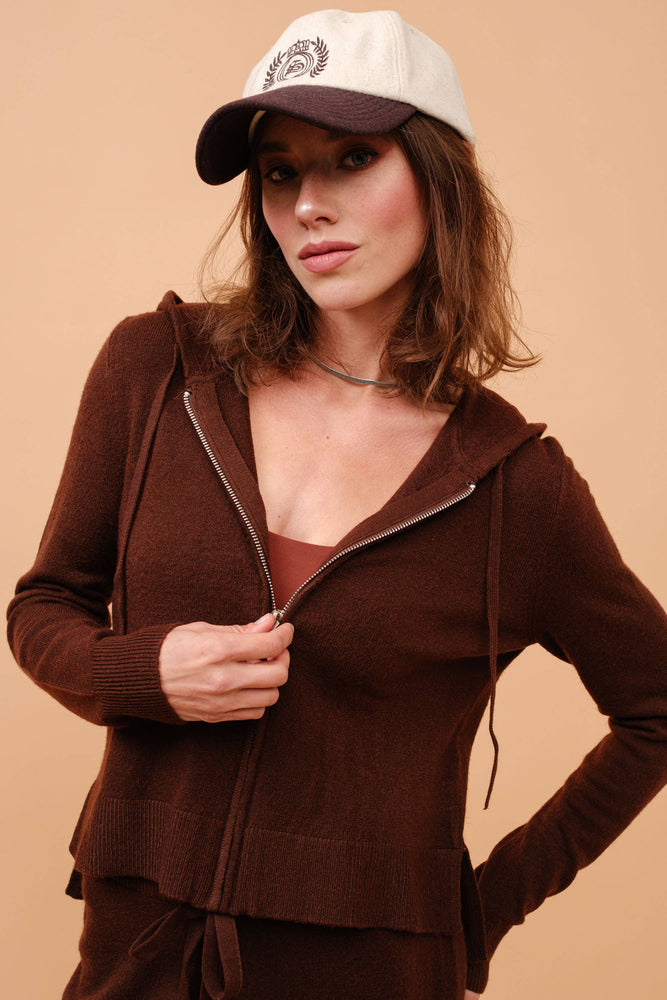 Chocolate Cashmere Hoodie Zip Up