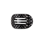 TELETIES - Flat Round Hair Clip | Small | Jet Black Quilted