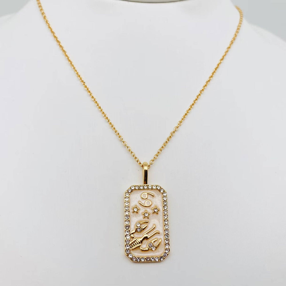 Zodiac Enamel 12 Constellation Inlaid Cubic Zirconia Necklace