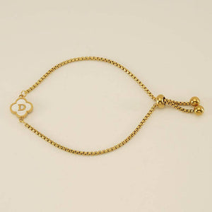 Initial Letter Four Leaf Clover Bracelet