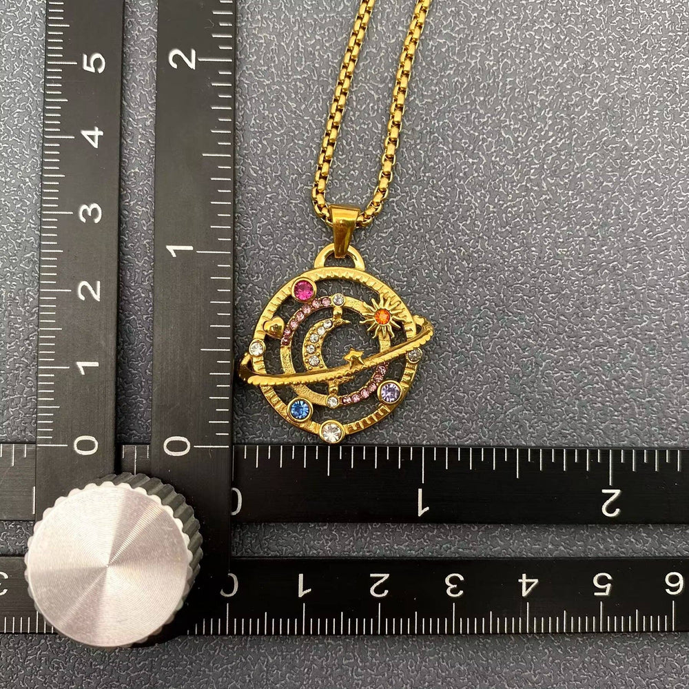 Star Moon Universe 18K Gold Plated SS Necklace