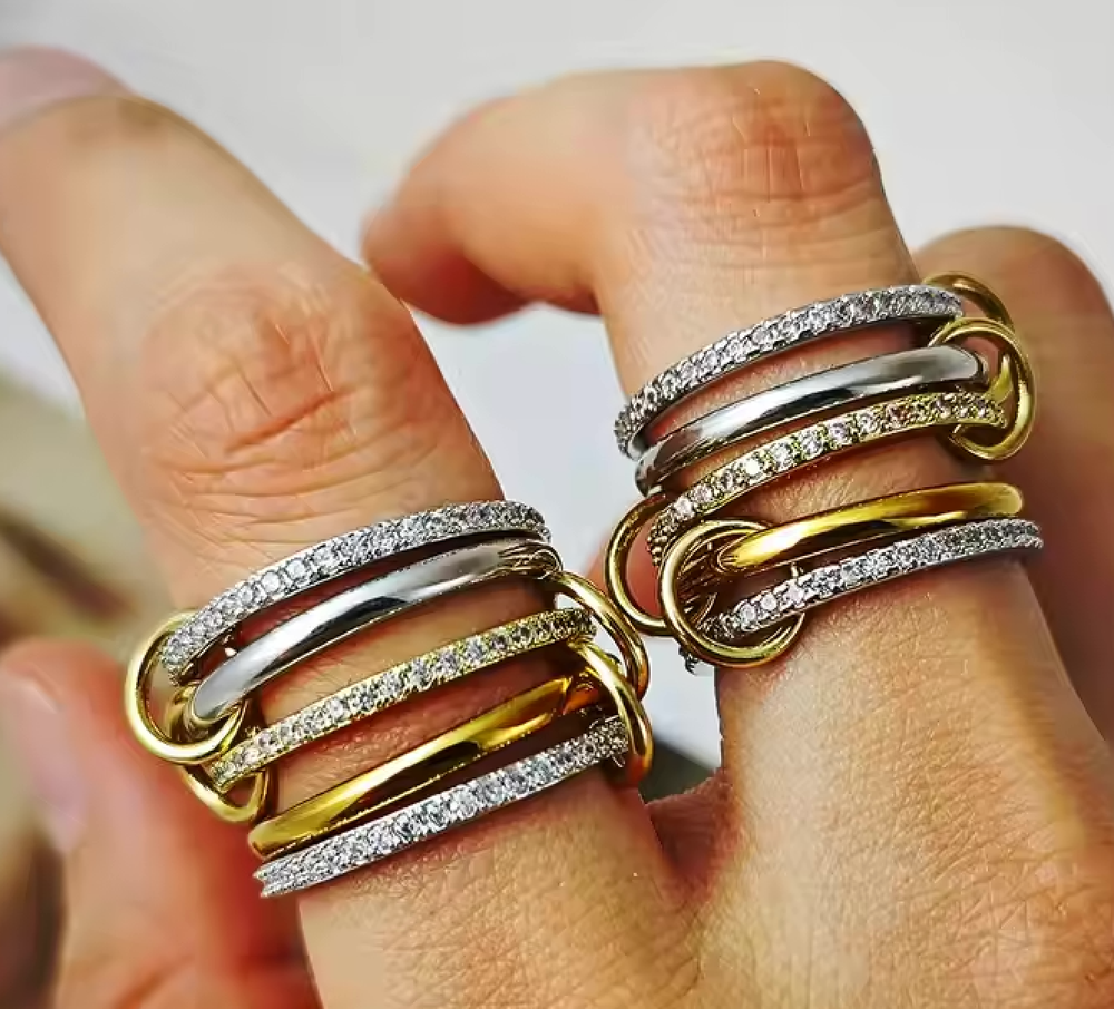 HoopLa - New Multi Band Eternity Ring -stacking bands- STEEL-sized: 3 / 8