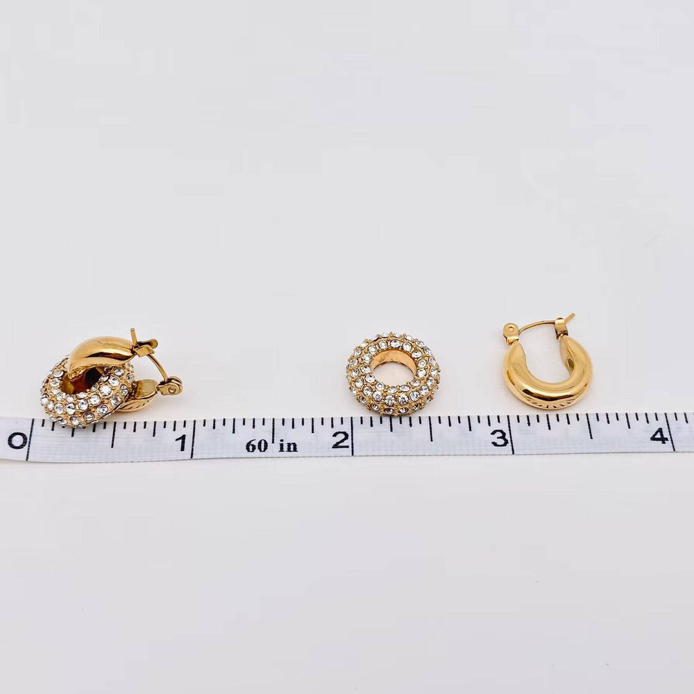 Cubic Zirconia Donut Design Huggie Earrings