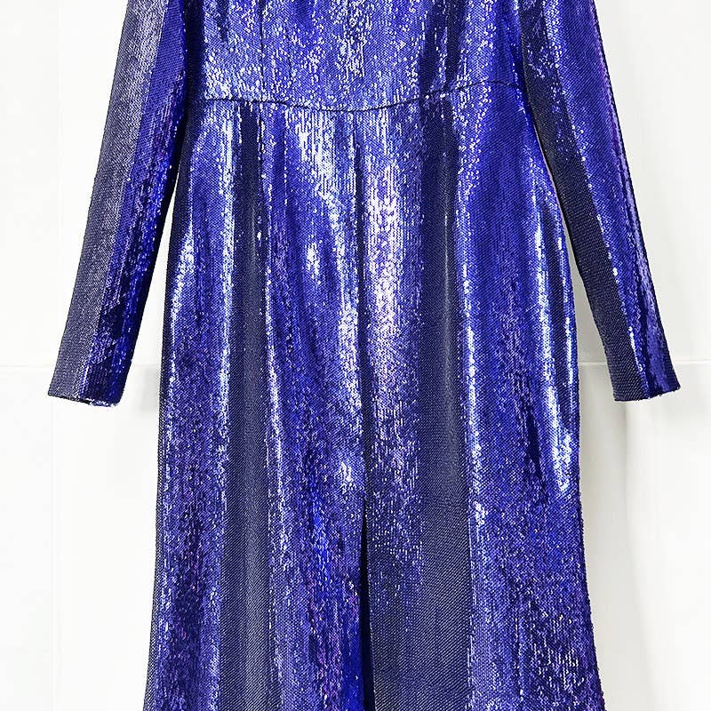 Deep Amethyst Handmade Sequin Mermaid Evening Gown with Front Slit