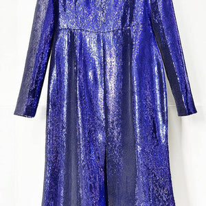 Deep Amethyst Handmade Sequin Mermaid Evening Gown with Front Slit