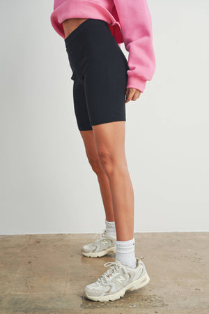 Sweater Ribbed With Waist Elastic Shorts