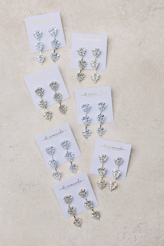 St Armands Designs of Sarasota - Silver Palm Diamond Drop Earrings