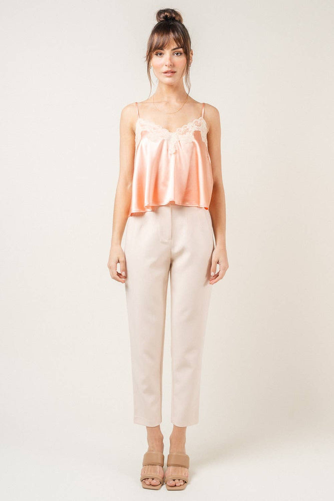 Peach Lace Slip Top