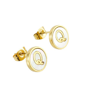 Shell Initial 18K Gold Plated Stainless Steel Ear Studs