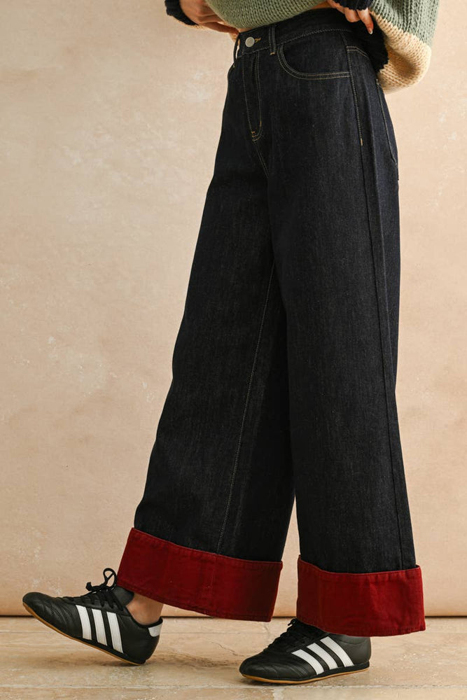Indigo Red Cuff Denim