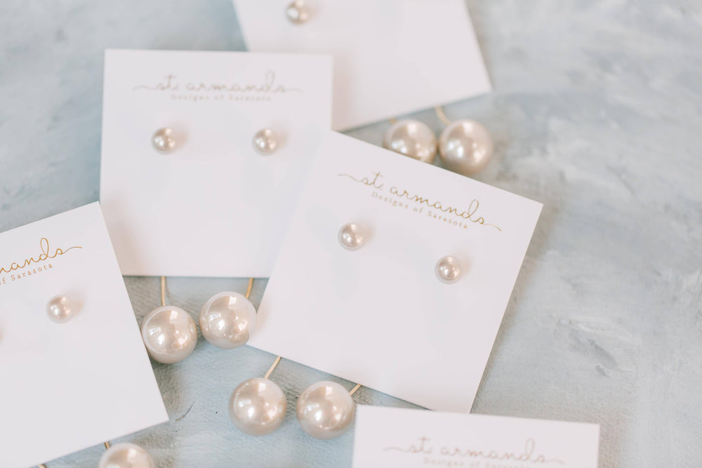 Gray Swinging Pearl Statement Drop Earrings