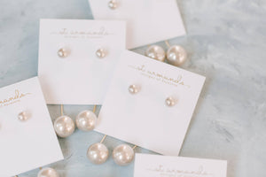 Gray Swinging Pearl Statement Drop Earrings
