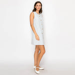 Sky Blue & White Stripe French Boucle Shift Mini