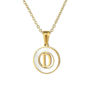 Circular Hollow Shell Initial Pendant Necklace
