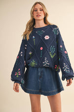 Wildflower Navy Sweater