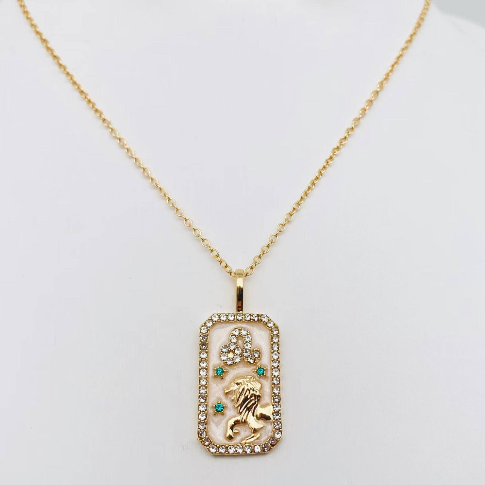 Zodiac Enamel 12 Constellation Inlaid Cubic Zirconia Necklace