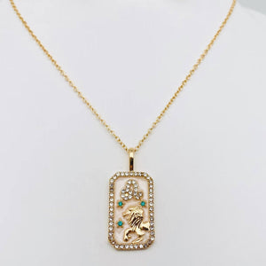 Zodiac Enamel 12 Constellation Inlaid Cubic Zirconia Necklace