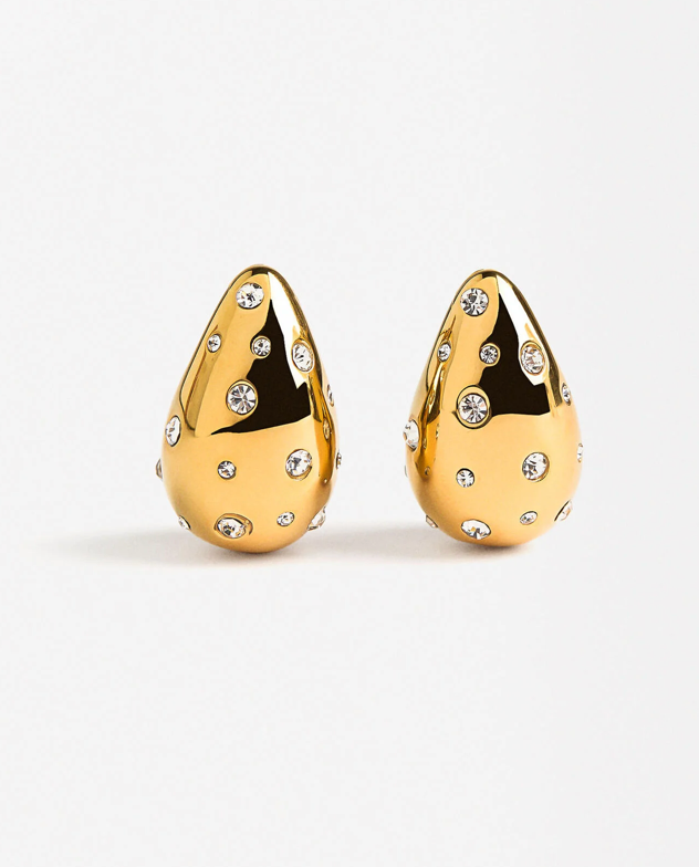 HoopLa - Icon Tear Drop-Stainless Steel and CZ: Yellow Gold